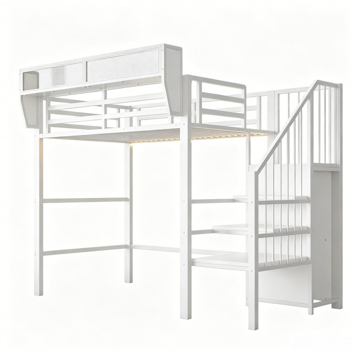 HOCHBETT mit LED-Lichtleiste 90x200 cm Metall White - Weiß, Metall (90/200cm) - Meubliv