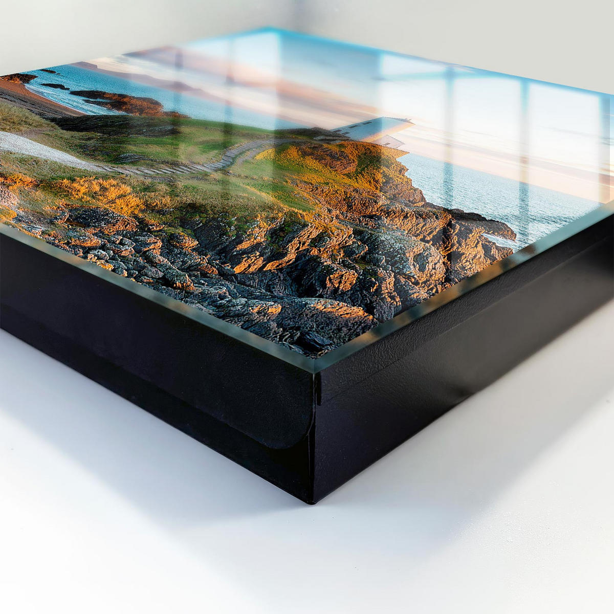 SCHLÜSSELBOX Schwarz 30x30 cm- Türöffnung nach rechts - Leuchtturm - Blau, Metall (30/30/5cm) - TULUP