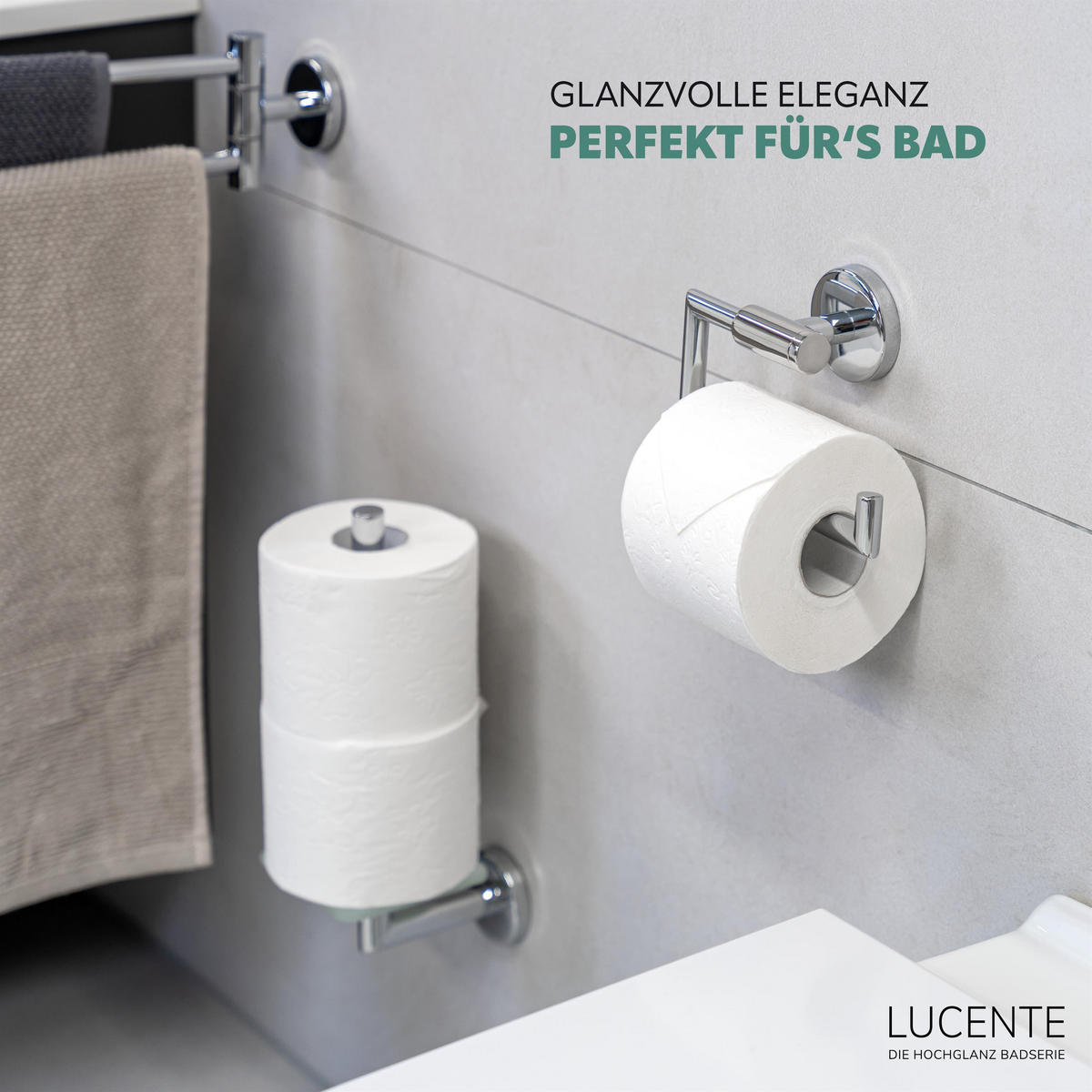 TOILETTENPAPIERHALTER LUCENTE, Edelstahl verchromt - Chromfarben, Metall (15.5/11/6cm) - bremermann