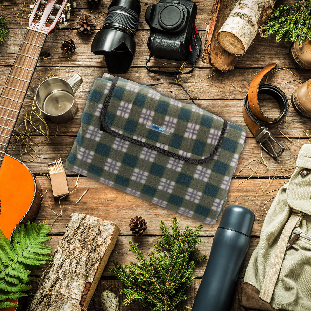 PIKNIK deka - viacfarebná, kov/textil (200/200cm) - Relaxdays