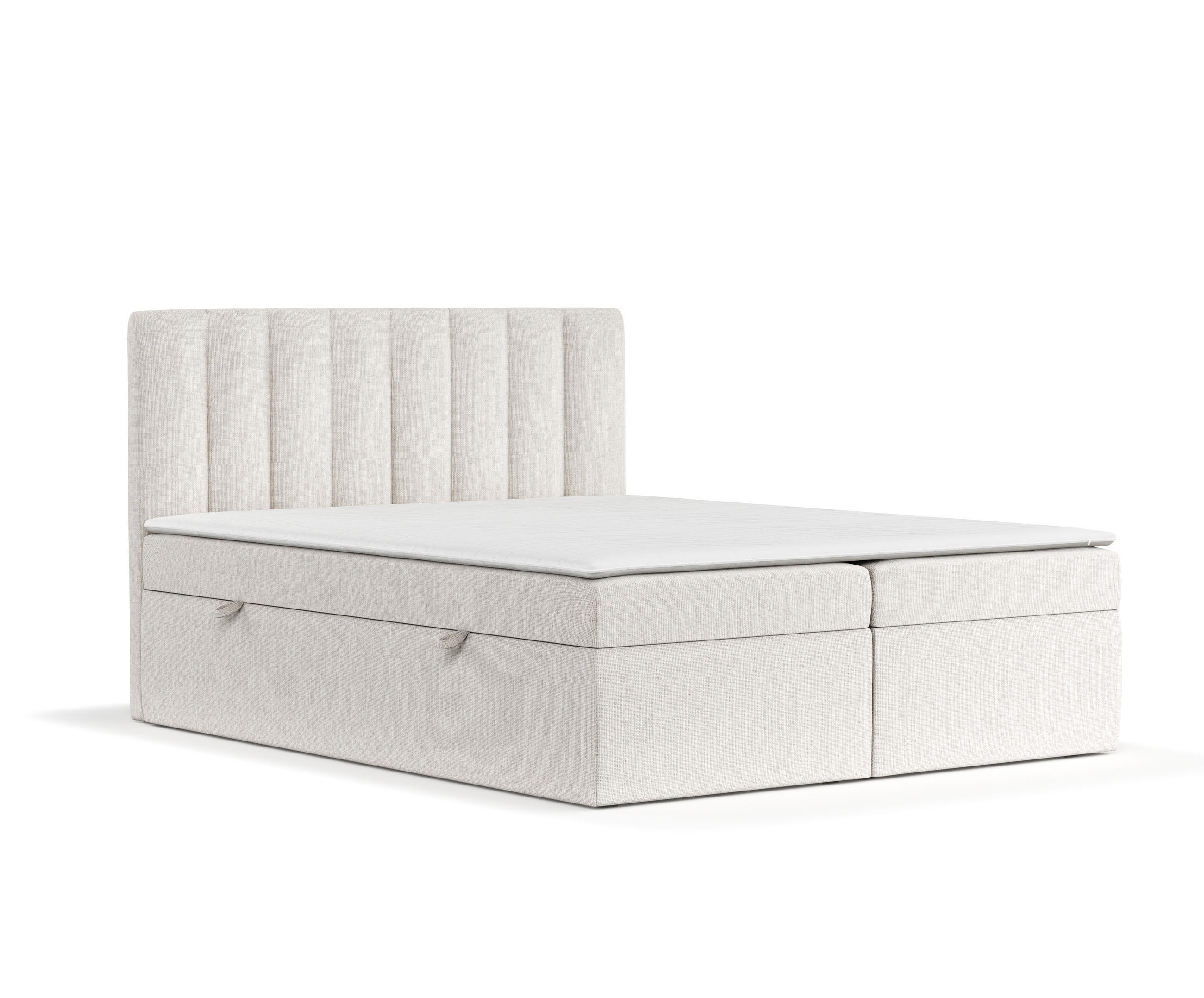 BOXBETT Novento Creme 160/200 cm mit Matratze und Topper - Creme/Schwarz, Holz/Holzwerkstoff (160/200cm) - Maison de Reve