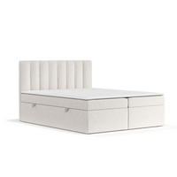 BOXBETT Novento Creme 160/200 cm mit Matratze und Topper - Creme/Schwarz, Holz/Holzwerkstoff (160/200cm) - Maison de Reve