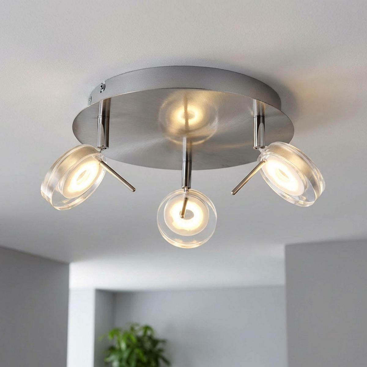 LED DECKENLEUCHTE Canyon Silber - Silberfarben, Metall (25/25/16cm) - Globo Lighting