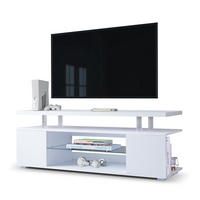 TV-LOWBOARD 130/40/48 cm weiß aus Holzwerkstoff mit LED-Beleuchtung und Stauraum - Weiß, Holzwerkstoff (130/48/40cm) - OKWISH