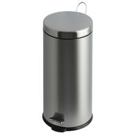 MÜLLEIMER Runder TretMit Herausnehmbaren Kunststoff Inneneimer 30 Liter 64 x 30 x 33 cm Matt Silber - Silberfarben, Metall (33/64/30cm) - PROREGAL