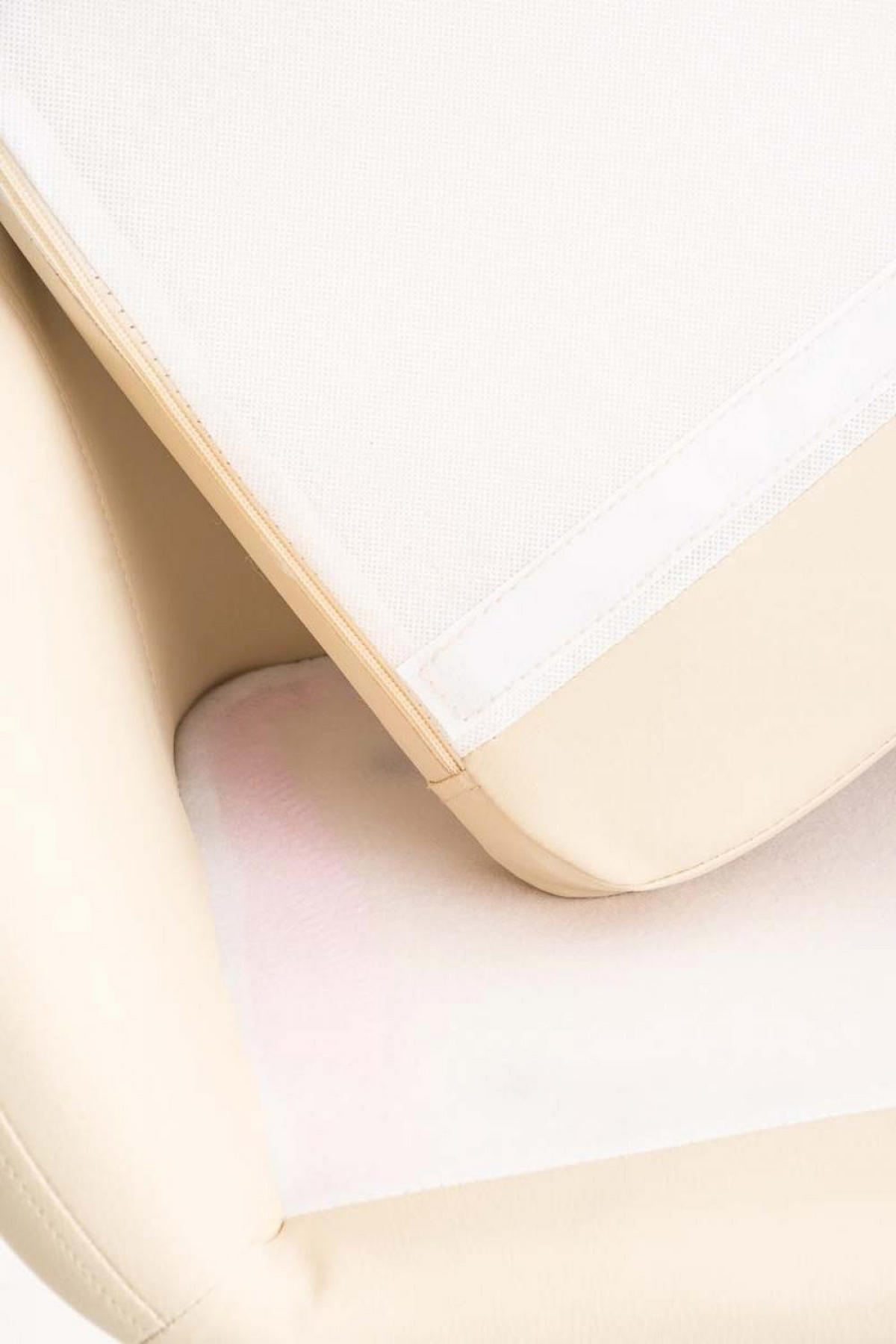 BARHOCKER Lederlook Creme - Eukalyptusholzfarben/Creme, Holz/Textil (55/99/46cm) - CLP