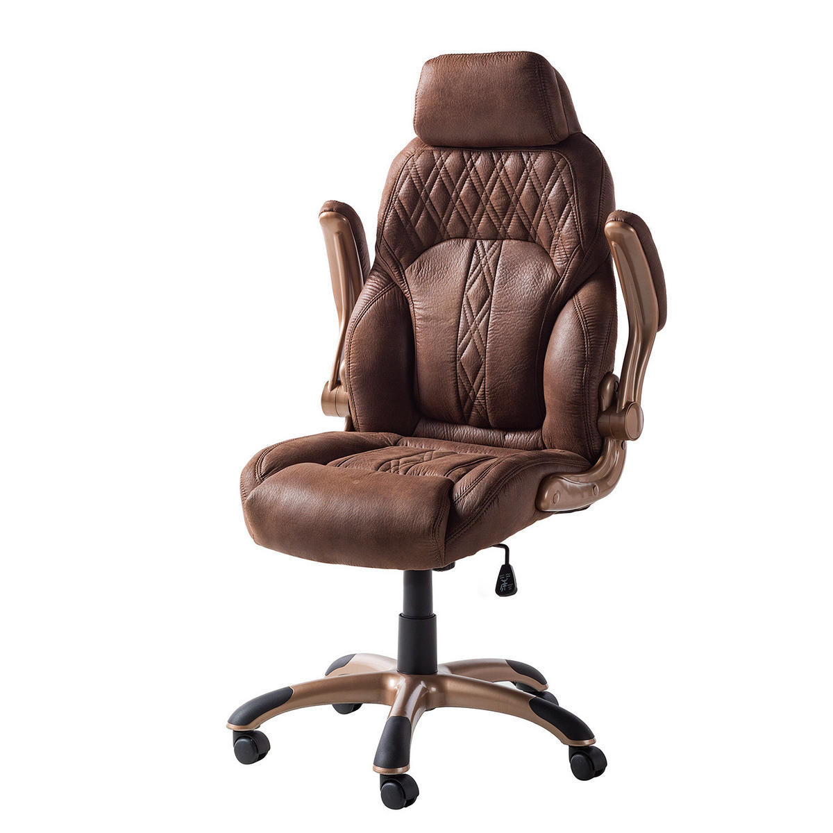 CHEFSESSEL - Microfaser / Kunststoff - Braun/Kupferfarben, Kunststoff/Textil (69/118/77cm) - home24