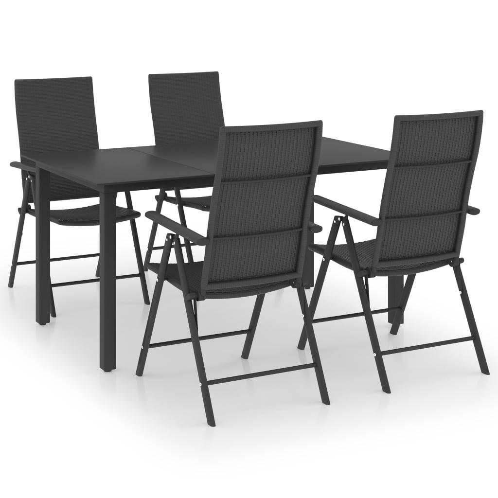 GARTEN-ESSGRUPPE 5-teilig Schwarz - Schwarz, Kunststoff - vidaXL