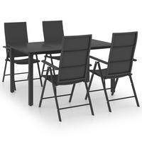 GARTEN-ESSGRUPPE 5-teilig Schwarz - Schwarz, Kunststoff - vidaXL