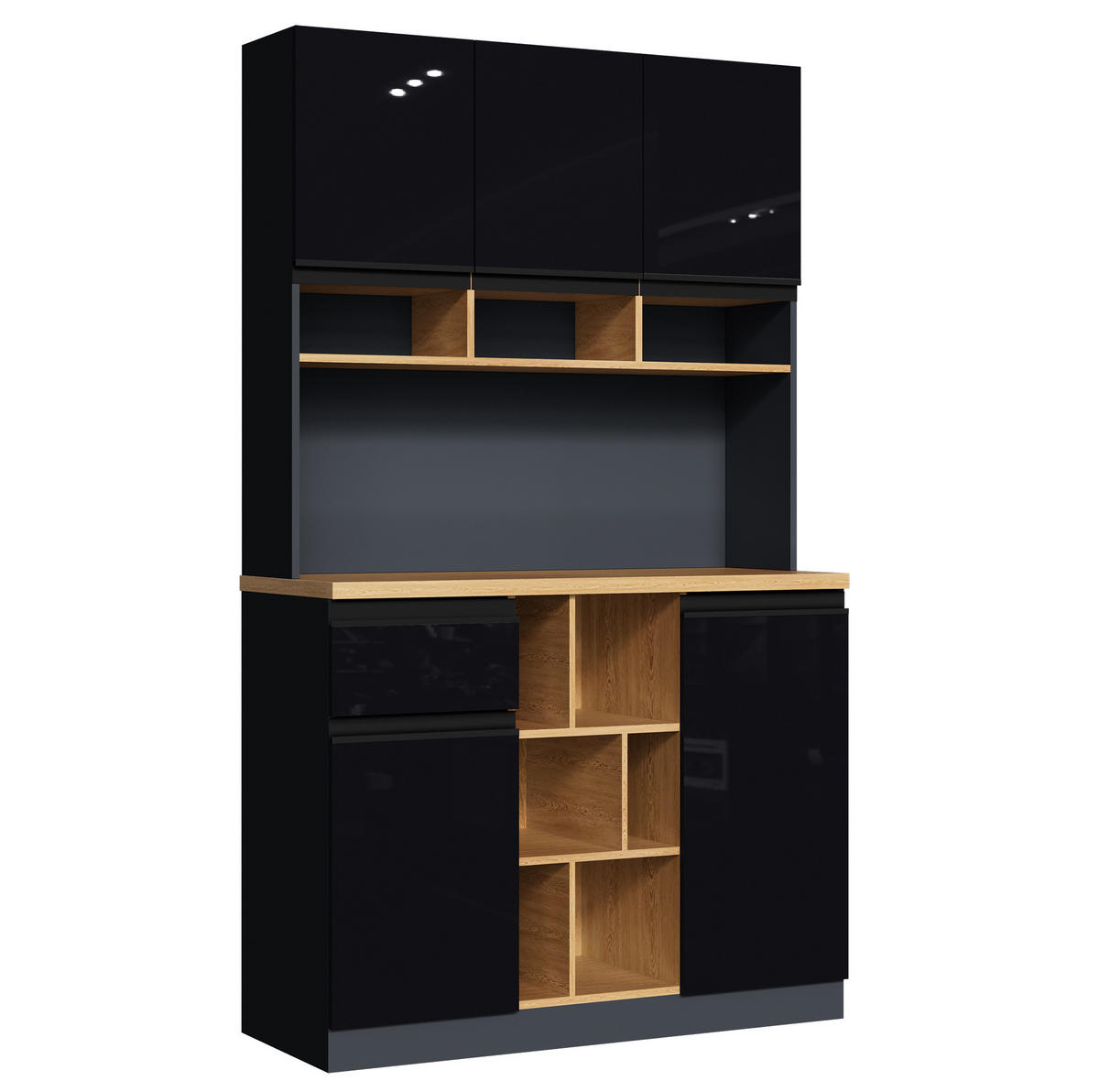 BUFFET 105/45/185 cm schwarz/natur aus MDF mit Stauraum - Schwarz, Holzwerkstoff (105/185/45cm) - OKWISH