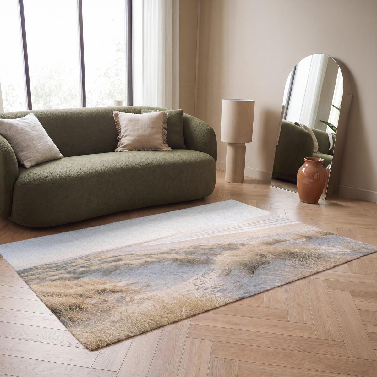 KOBERCE - Duny - Pláž - Béžová - 180x120 cm - piesková, textil/plast (180/0.4cm) - OnlyWow