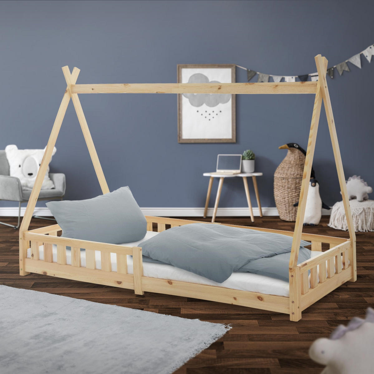 KINDERBETT Tipi 90x200 cm Natur - Naturfarben, Holz (90/200cm) - ML-DESIGN