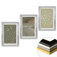 WANDBILDER 3er Set - 20x30 cm Silberner Rahmen - Abstrakte florale Wellenmuster - Silberfarben, Kunststoff (20/30cm) - ArtPrintCave
