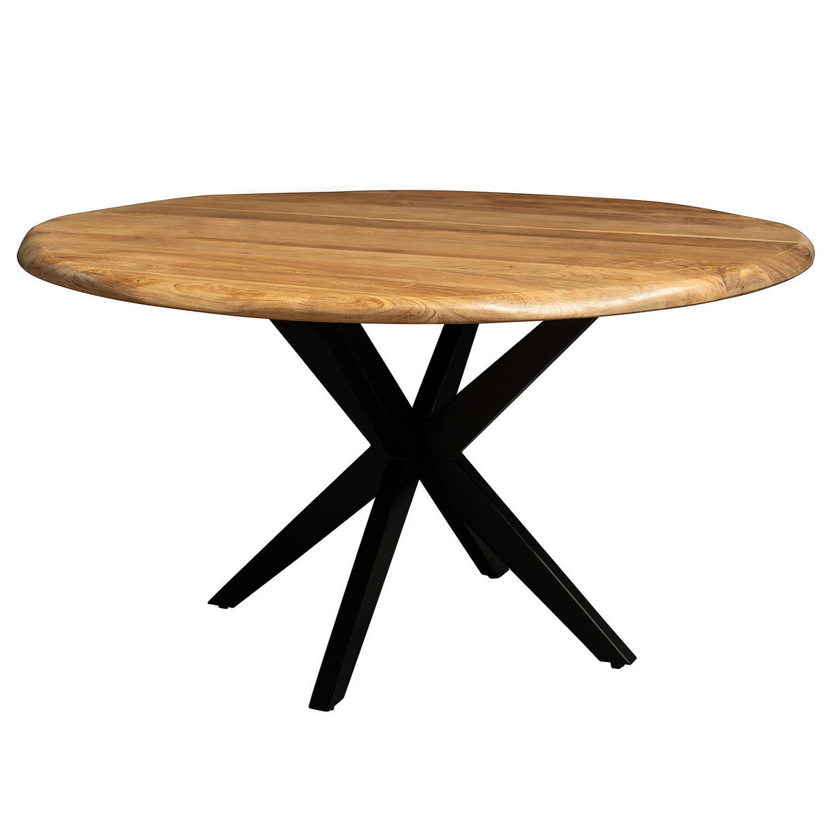 ESSTISCH mit Massivholzplatte - Akazie massiv / Eisen - Akazie Braun / Schwarz - Schwarz/Braun, Holz/Metall (140/140/76cm) - home24