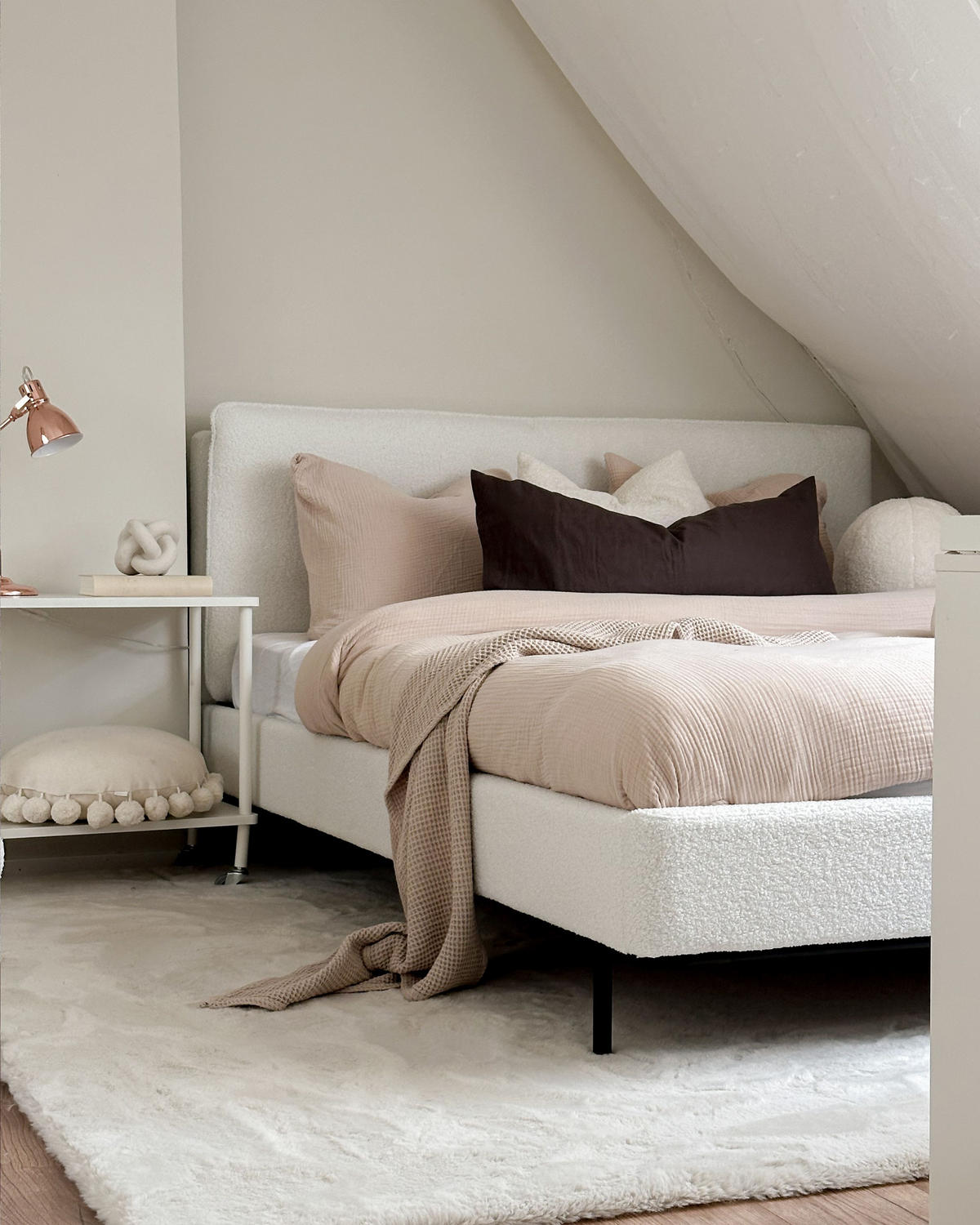 POLSTERBETT mit Lattenrost 180x200 cm Weiß Corio - Creme, Textil (180/200cm) - Beliani