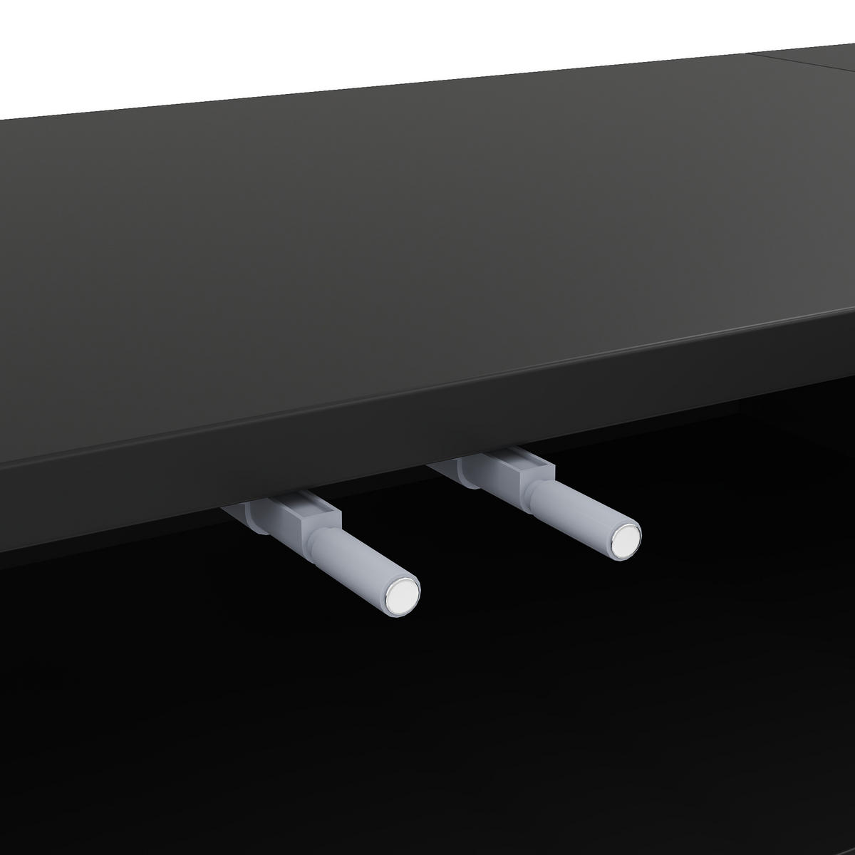 LOWBOARD in Schwarz und Gold TV-Schrank mit strukturierten Türen für Wohnzimmer, B170/T38/H44 cm - Goldfarben/Schwarz, Holzwerkstoff/Metall (170/44/38cm) - STILVORA