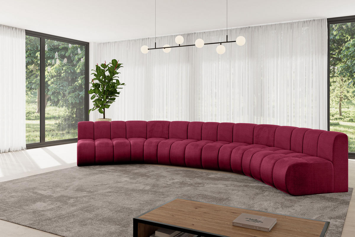 WOHNLANDSCHAFT modulares Sofa Montra-U1 - 490x174x70 cm Bordeauxrot - Bordeaux, Holzwerkstoff/Textil (490/70/174cm) - ALTDECOR
