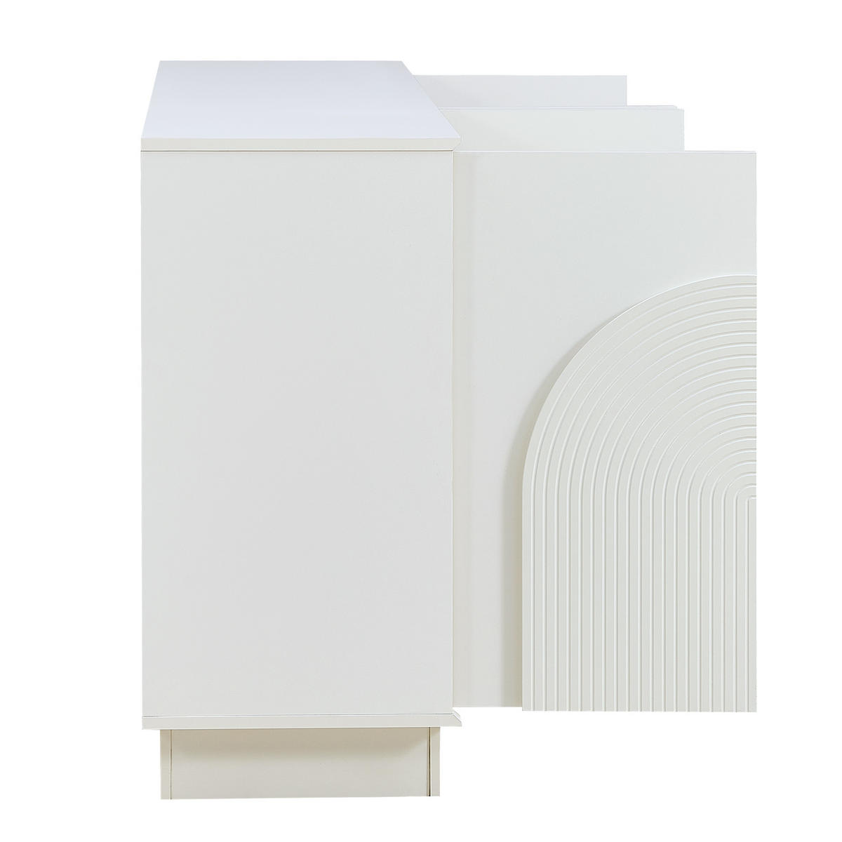 SIDEBOARD 4 Türen mit gewölbten Paneelen, MDF, matte Oberfläche - Weiß, Holzwerkstoff (160/80/38cm) - Urban Meuble