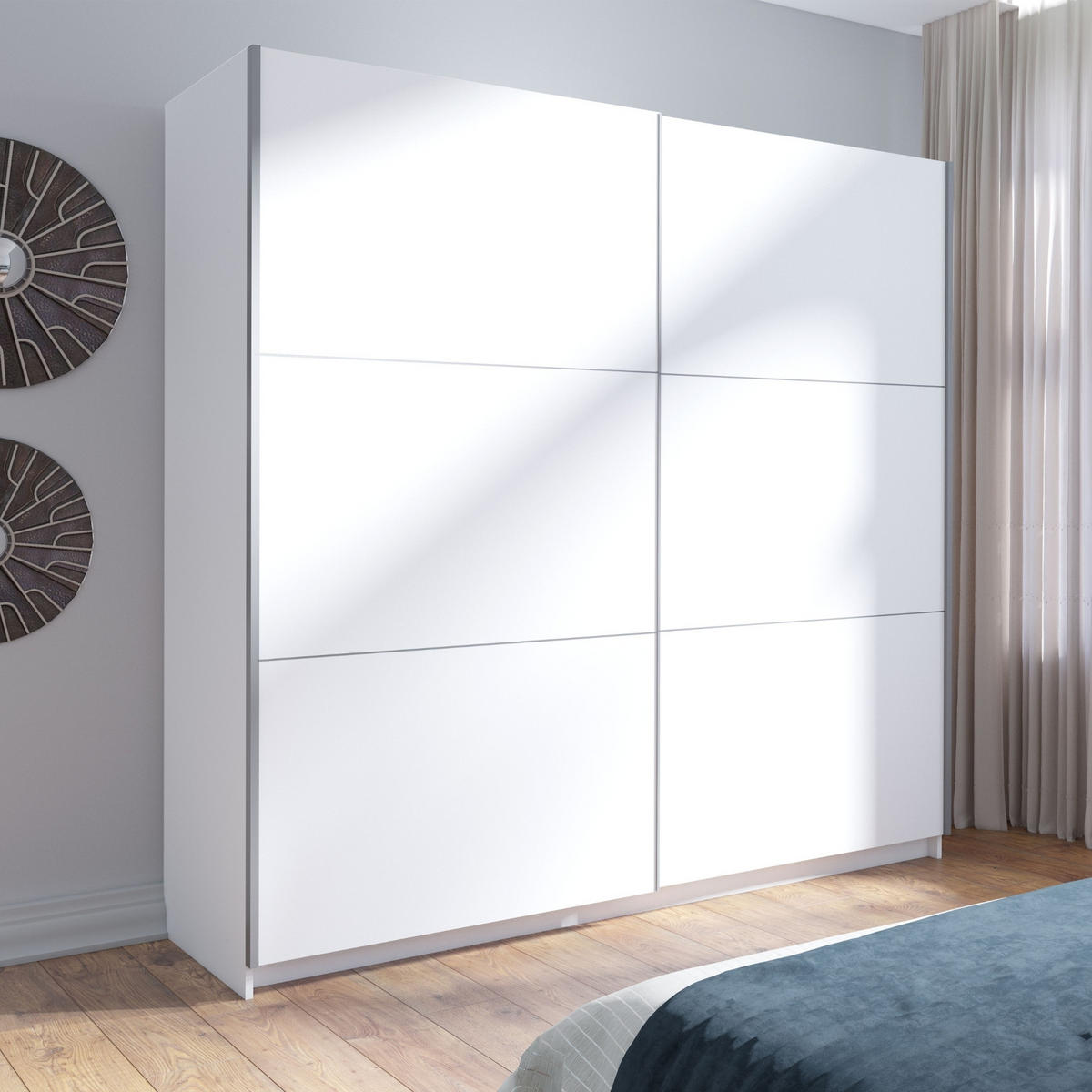 SCHWEBETÜRENSCHRANK 2-Türen in Weiß - Weiß, Holzwerkstoff (60/207/200.6cm) - Home Collective