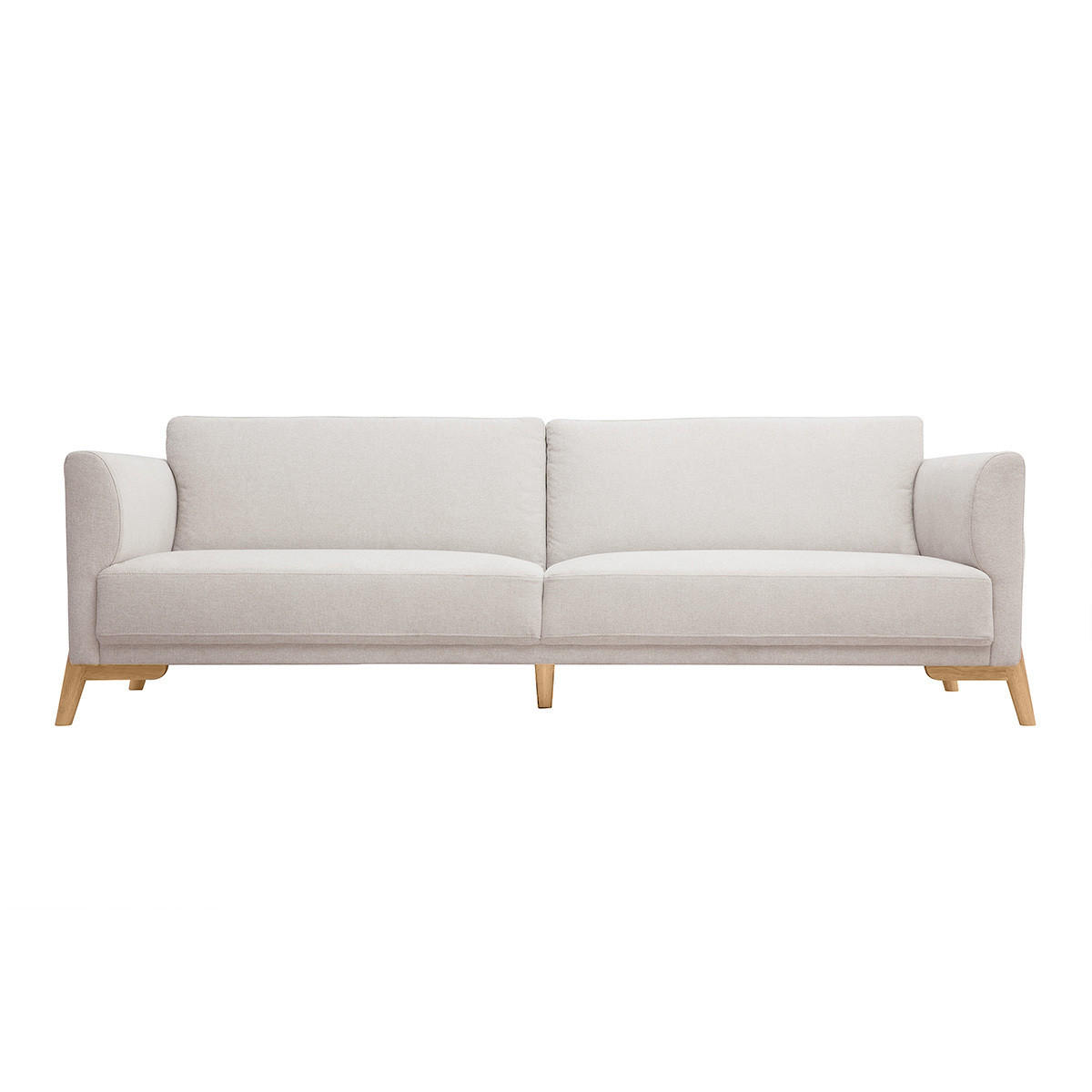 SOFA Beiger Stoff Samteffekt Helles Holz 4-Sitzer SINDRO - Beige, Textil (87/82/241cm) - Miliboo