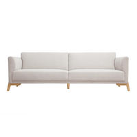 SOFA Beiger Stoff Samteffekt Helles Holz 4-Sitzer SINDRO - Beige, Textil (87/82/241cm) - Miliboo
