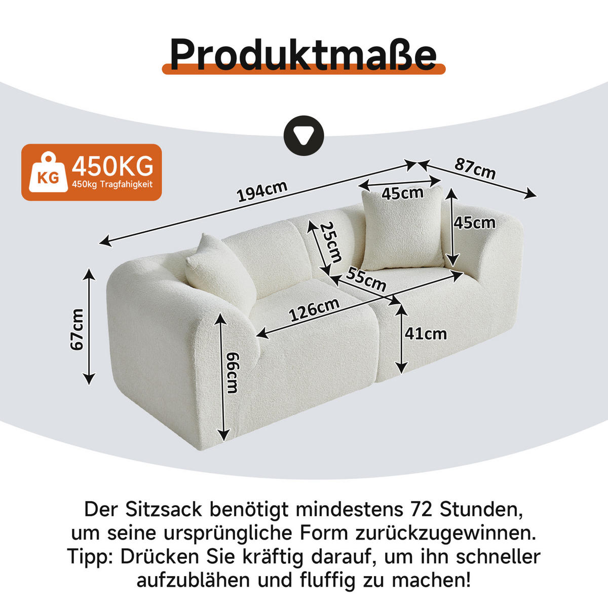 2-SITZER Sofa Samt mit 2 Kissen 193/87/67 cm Beige - Beige, Textil (87/67/193cm) - Redom