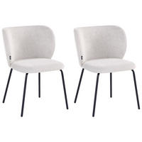 ESSZIMMERSTUHL 2er-Set Stoff Cremeweiß Calera - Weiß, Textil (56/78/60cm) - Beliani