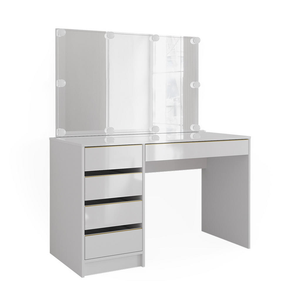 MASĂ DE TOALETĂ Sherry Alb/Auriu 120 cm cu iluminare LED