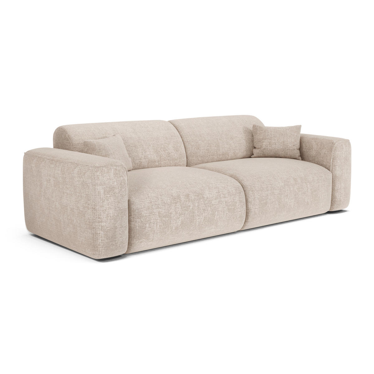 SCHLAFSOFA GERADE Geprägter Samt Creme 240cm - Creme, Textil (240/73/97cm) - Sia Home