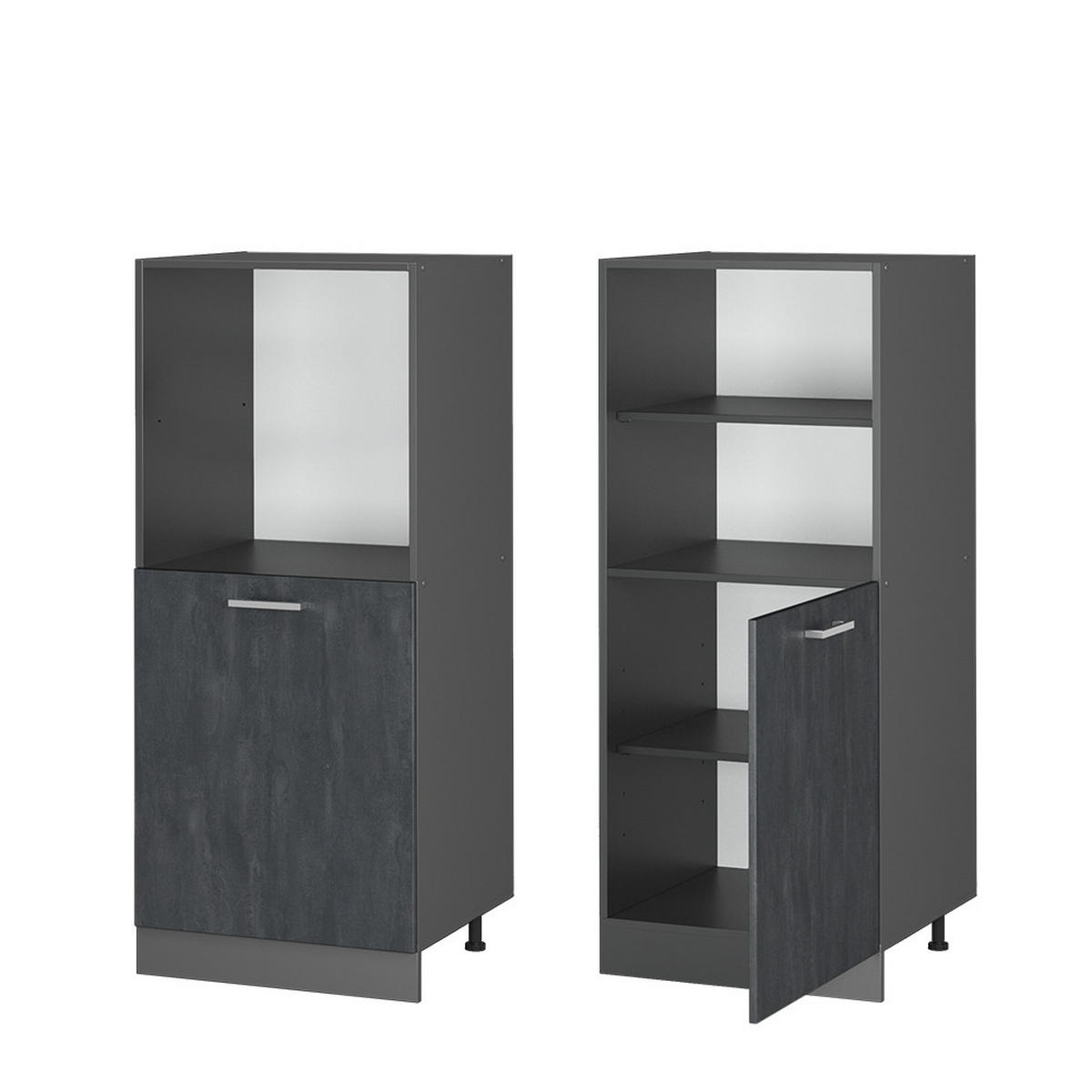 HERDUMBAUSCHRANK R-Line Schwarz Beton 60 cm - Anthrazit/Schwarz, Holzwerkstoff (60/143/57cm) - Vicco