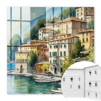SCHLÜSSELBOX Weiß 30x30 cm – Türöffnung nach rechts - Italienische Landschaft - Grün, Metall (30/30/5cm) - TULUP