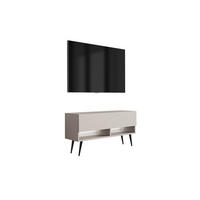 TV-LOWBOARD 100 cm Kaschmir, schwarze schräge Beine, weiße LED, 100 × 32 × 52 cm - Beige, Holzwerkstoff (100/52/32cm) - 3XE LIVING