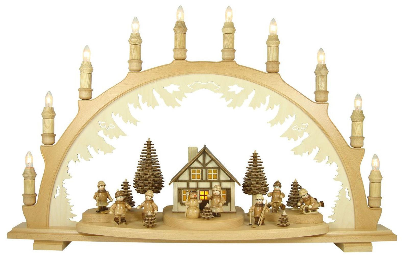 SCHWIBBOGEN Winterkinder 10 flammig - Multicolor, Holz (66/44/6.5cm)
