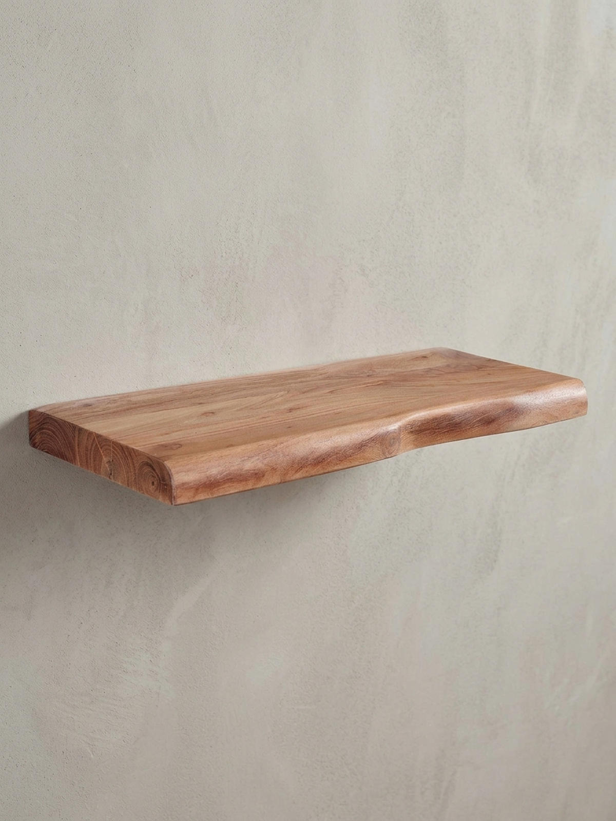 WANDREGAL Akazienholz Baumkante Rustikal, Beige 40x26x4 cm - Beige, Holz (40/4/26cm) - KADIMA DESIGN