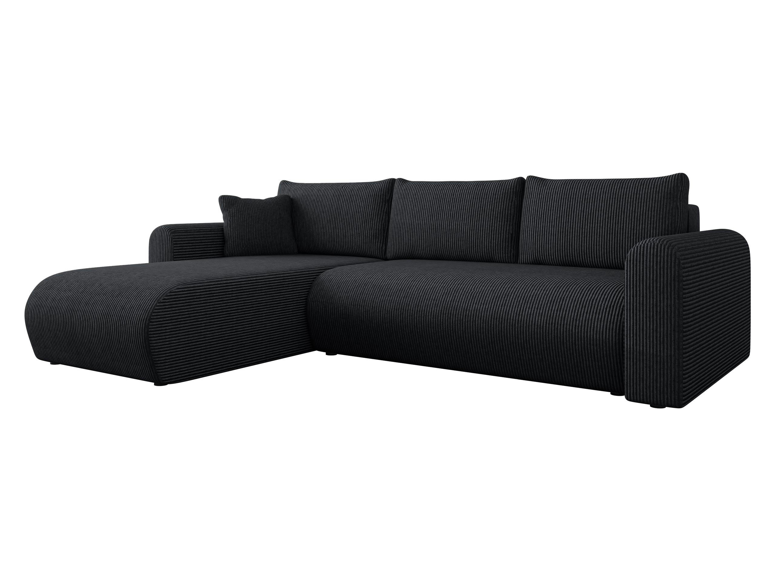 ECKSOFA Eliwo Cord - Schwarz, Holz/Textil (252/158cm) - MIRJAN24
