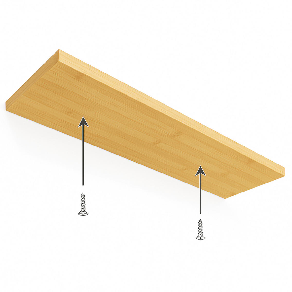 WANDREGAL Bambusoptik Naturfarben 2er Set 60x20x4 cm - Naturfarben, Holzwerkstoff/Metall (60/3.8/20cm) - Begryf