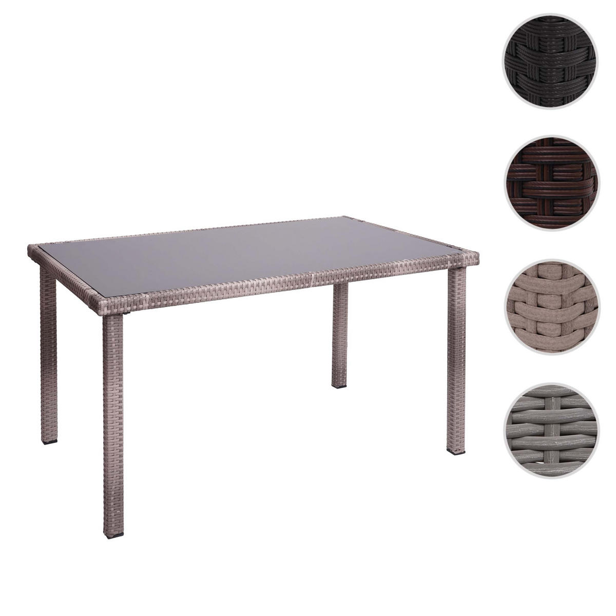 POLY-RATTAN TISCH rechteck Grau, Braun - Braun/Grau, Kunststoff (75/120/71cm) - MCW