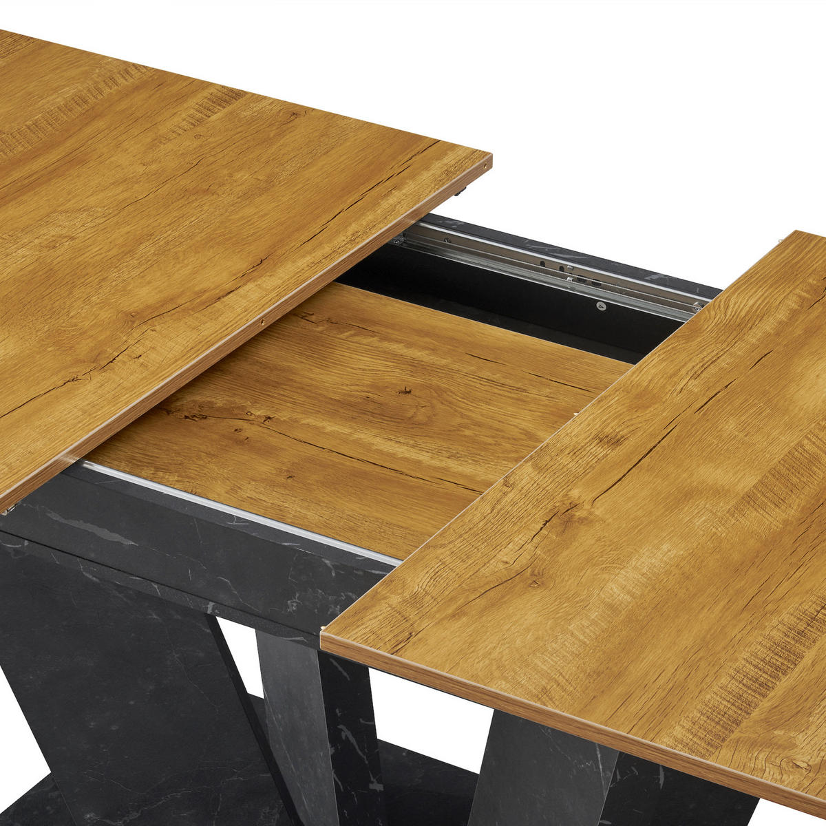 ESSTISCH WILLEM 120-160/80/76 cm - Wildeiche/Anthrazit, Holzwerkstoff (80/120/76cm) - B&D Home