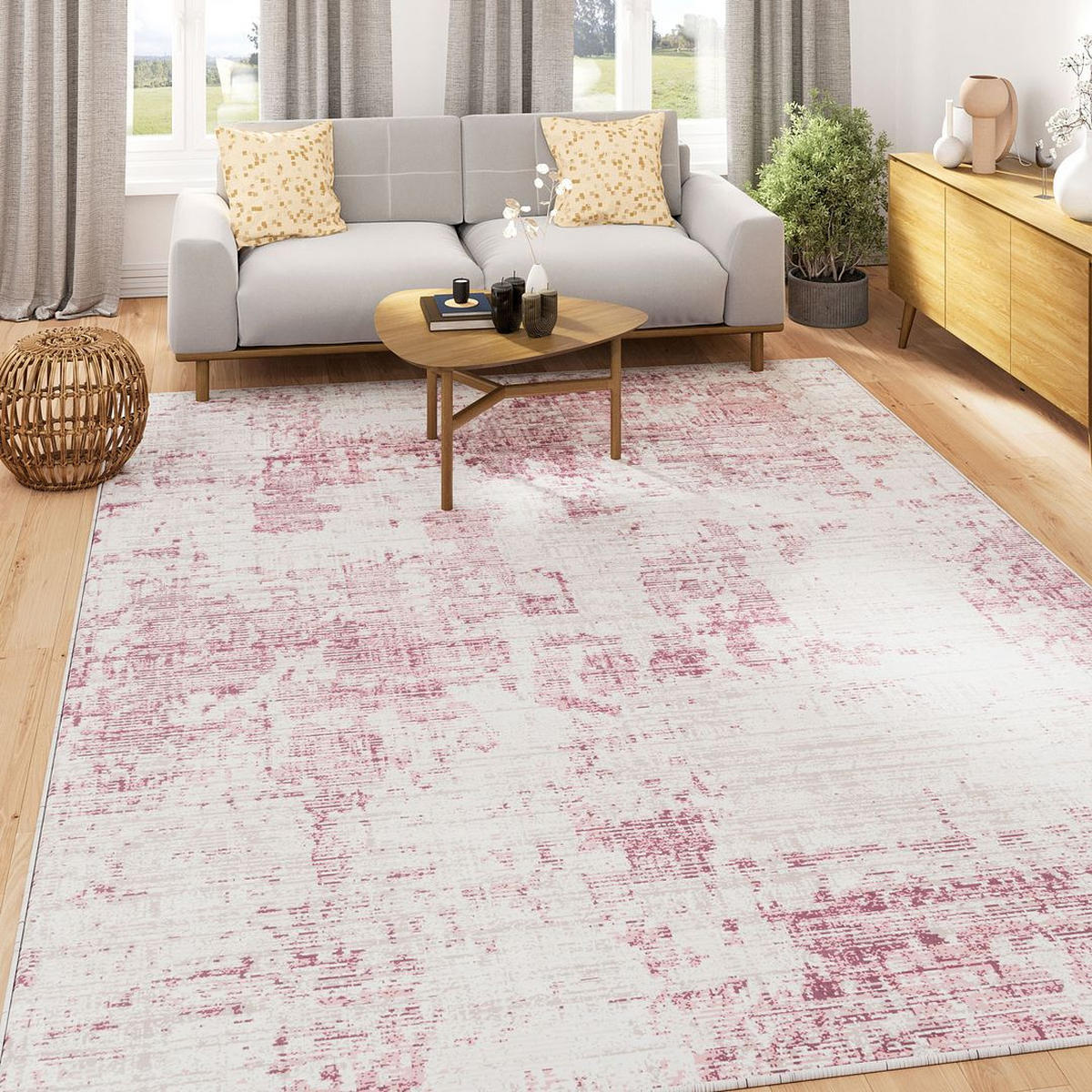 TEPPICH WASCHBAR Verona Eloise Rosa - Pink, Textil (119/170cm) - Kukoon Rugs