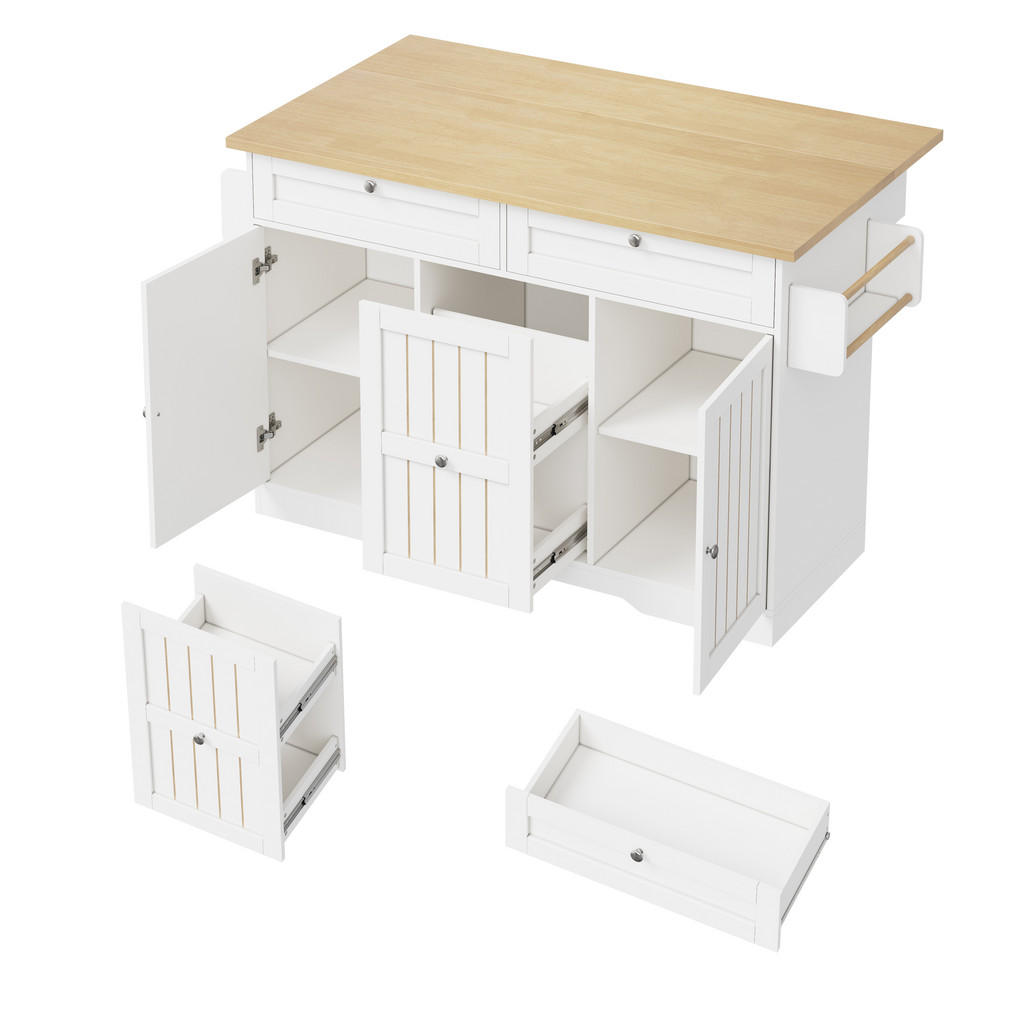 STILVORA KUCHYŇSKÝ VOZÍK bílý s výklopnou pracovní deskou a zásuvkami, 120×45(70)×92 cm