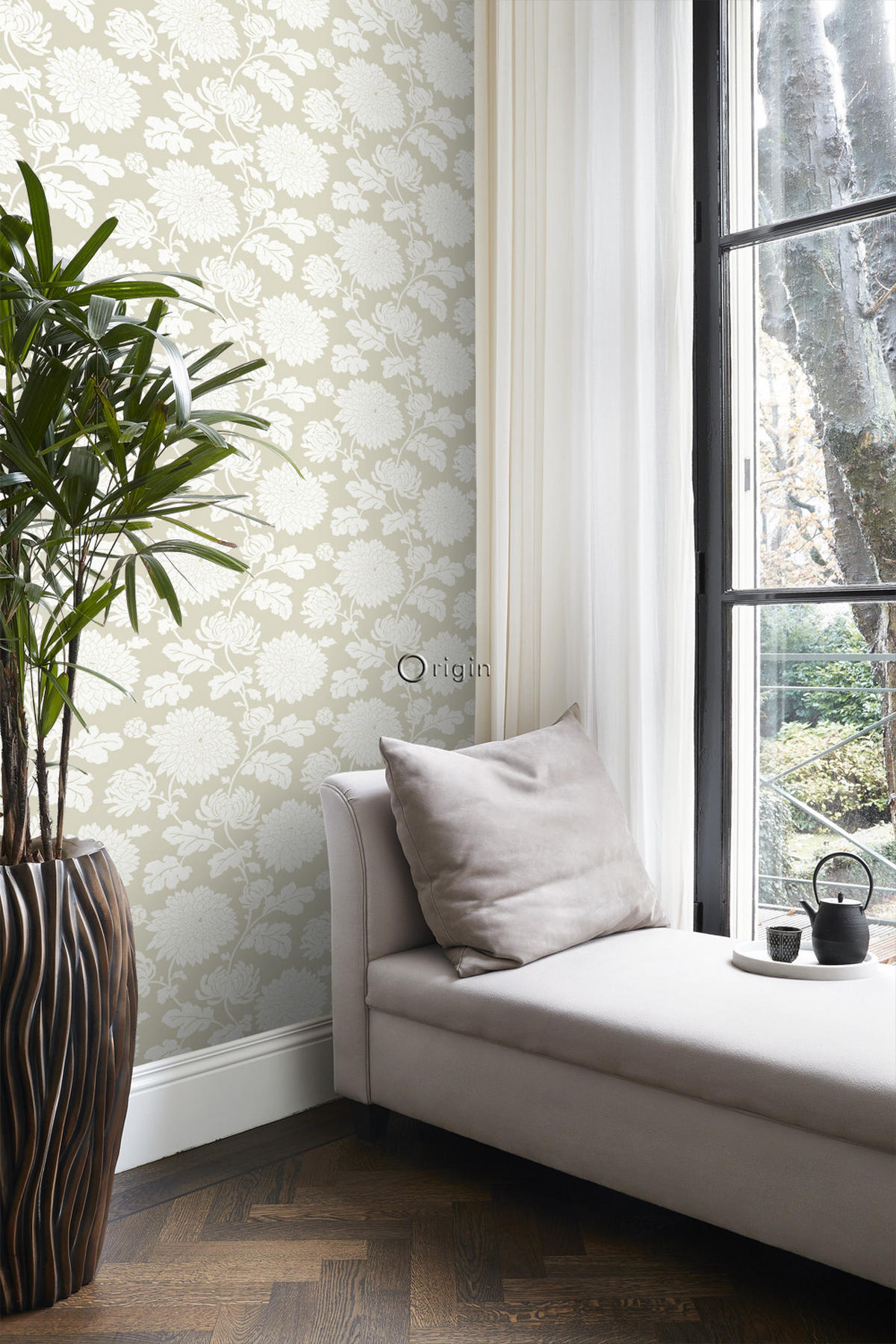 TAPETE Blumen 53 cm x 10.05 m - Beige, Papier (53/1000cm) - Origin Wallcoverings