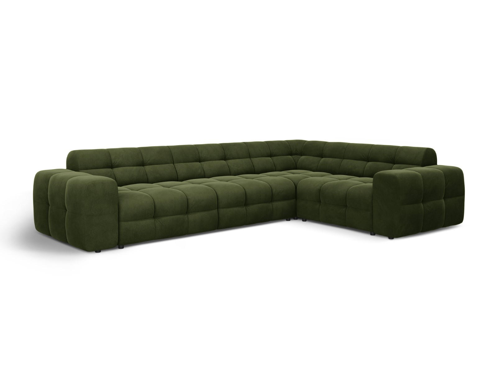 ECKSOFA rechts Kendal aus Samt armeegrün 6 Sitzplätze - Olivgrün, Textil (231/332cm) - Micadoni