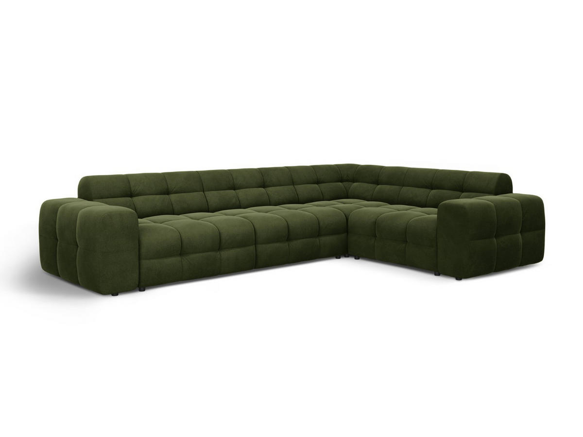 ECKSOFA rechts Kendal aus Samt armeegrün 6 Sitzplätze - Olivgrün, Textil (231/332cm) - Micadoni