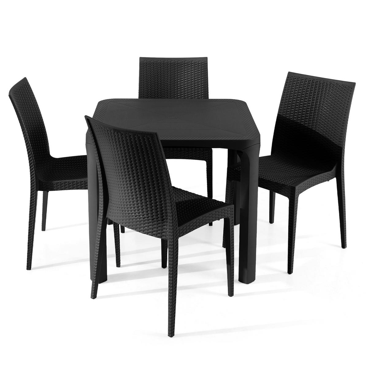 GARTENMÖBEL-SET LEOPSI, ETULI 5-tlg, Anthrazit - Anthrazit, Kunststoff - KONSIMO®