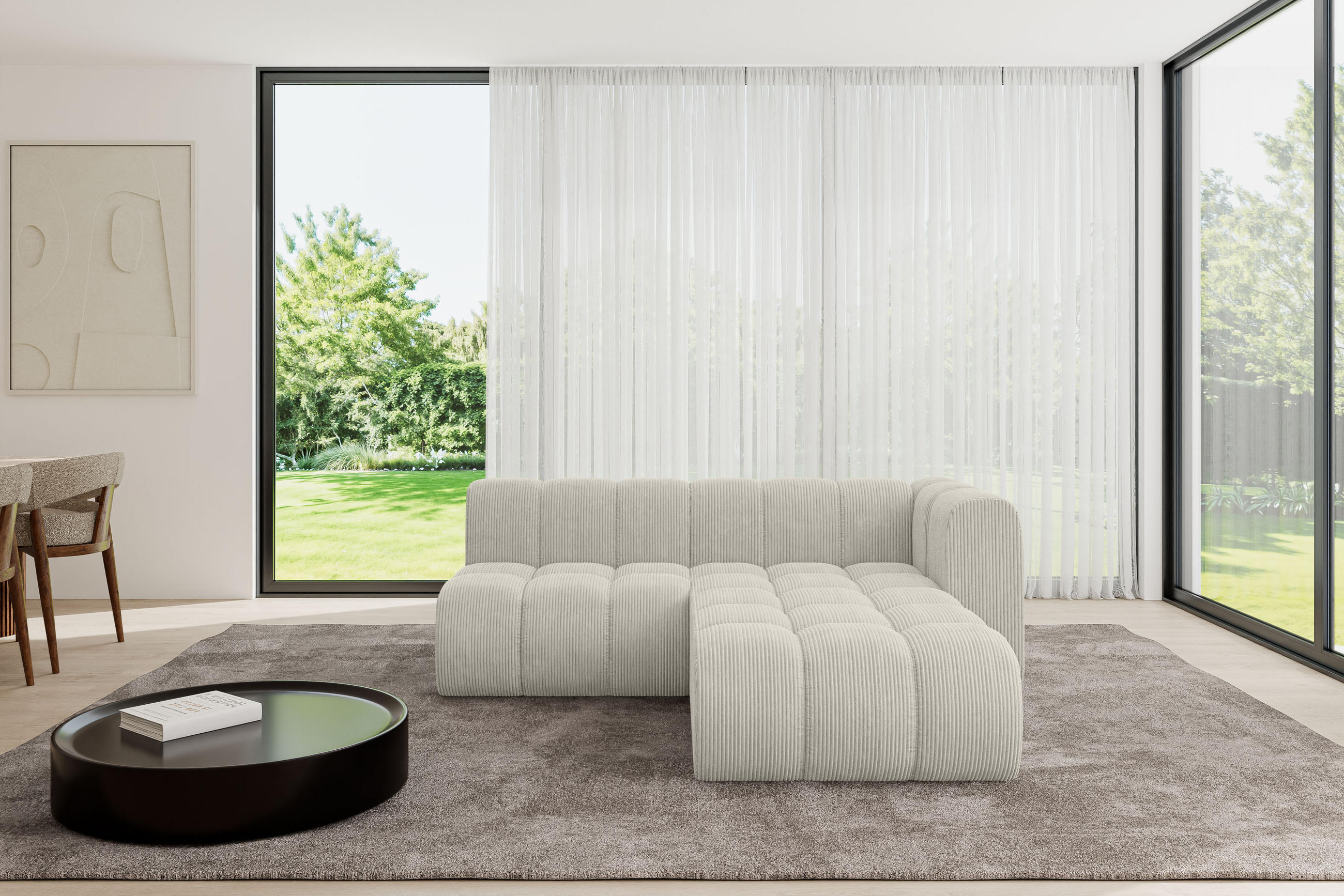 ECKSOFA modulares Sofa Darnel-L1 - 205x177x70 cm Hellgrau - Hellgrau, Holzwerkstoff/Textil (205/177cm) - ALTDECOR