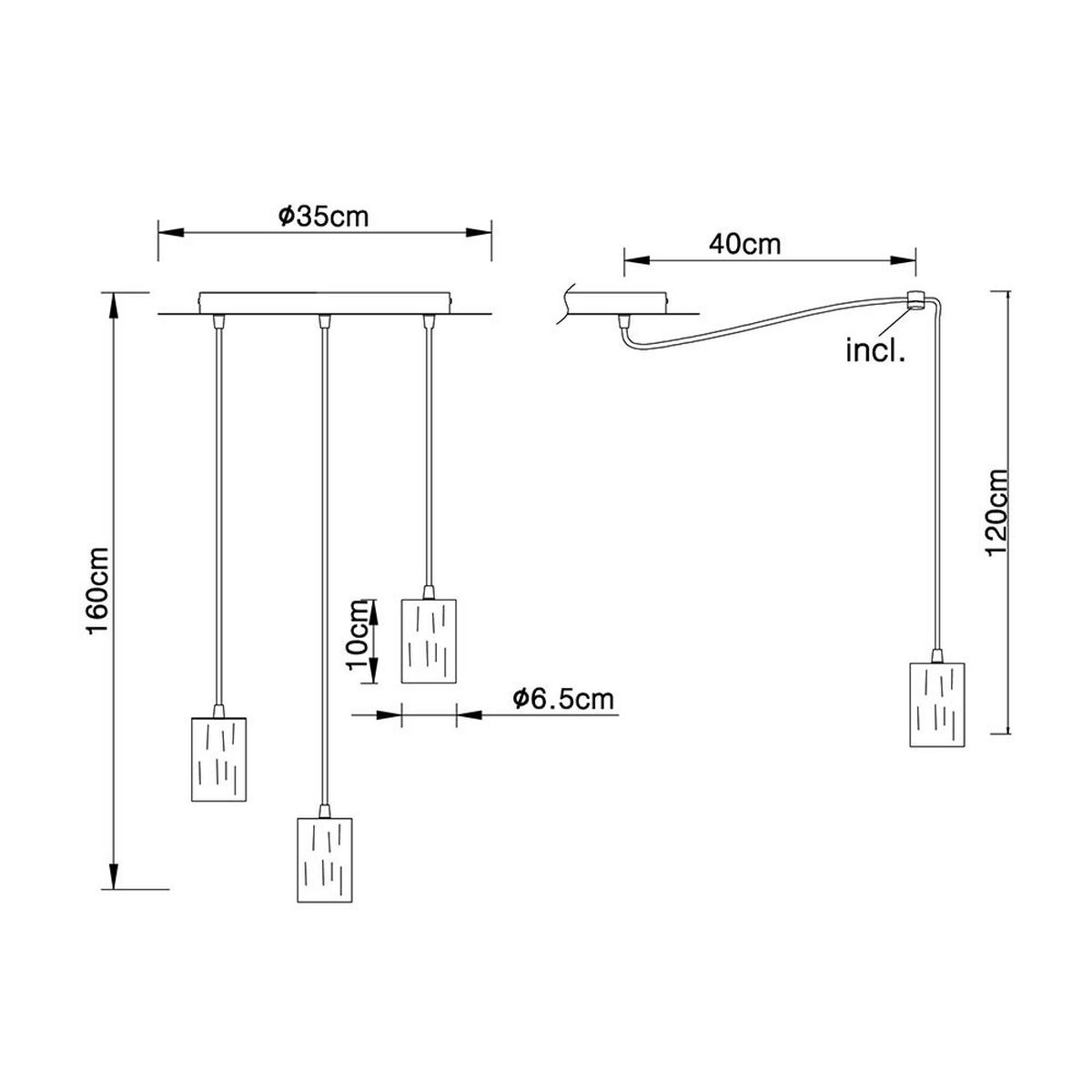 HÄNGELEUCHTE Metall Holzoptik Schwarz - Schwarz, Holz (35/35/160cm) - Globo Lighting
