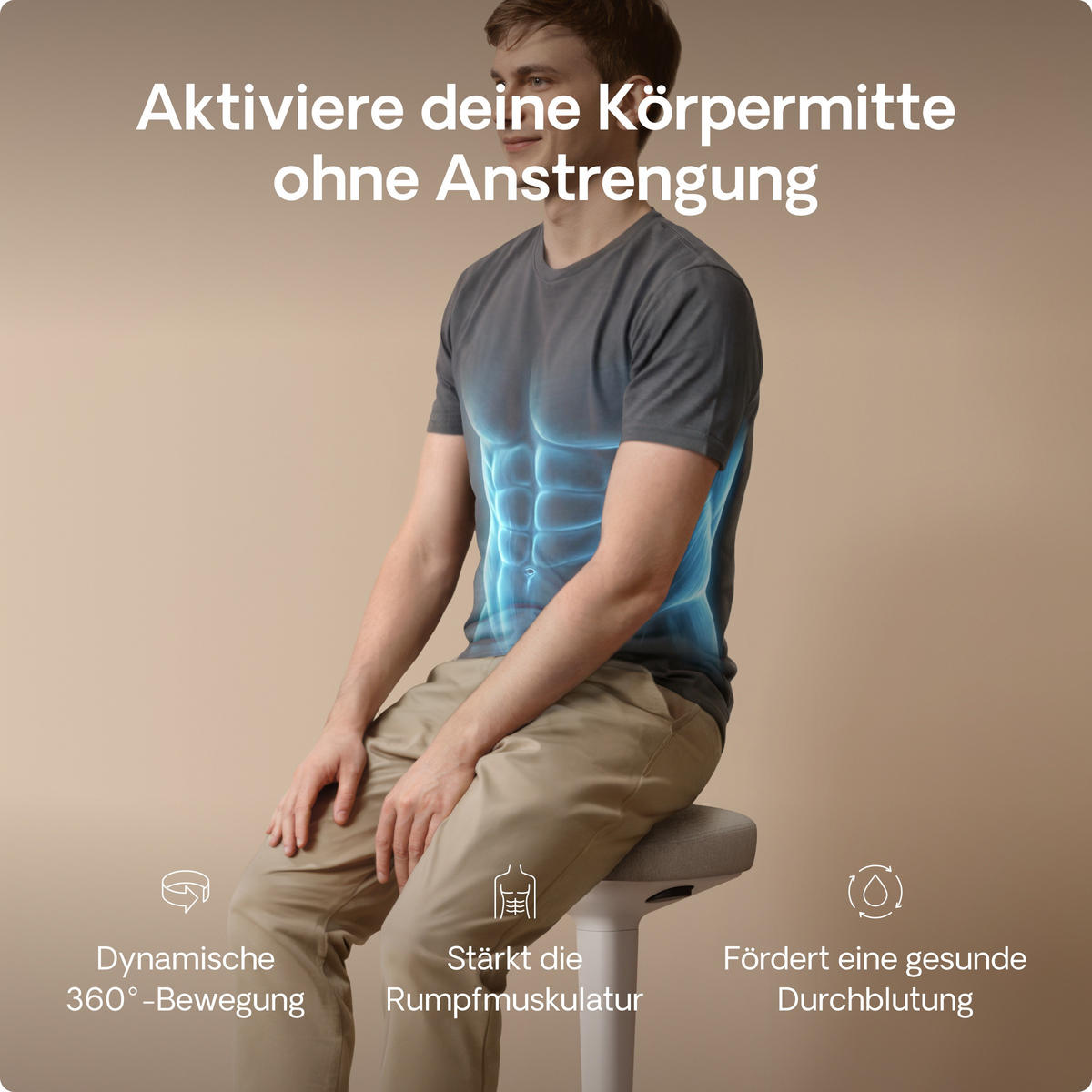 ERGONOMISCHER Balancehocker, Grau - Grau, Kunststoff (37/58/37cm) - Desktronic