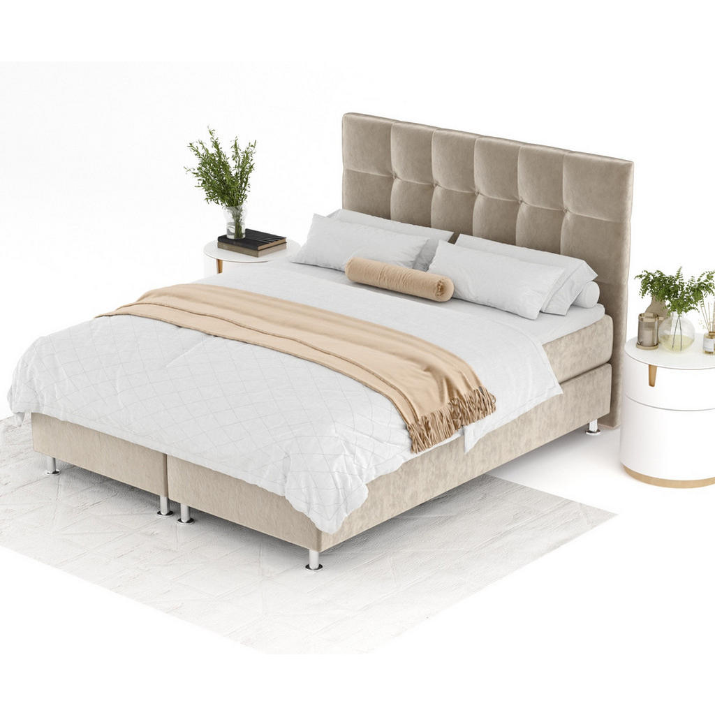 Thumbnail - Maison de Reve Boxspringbett, Beige, Textil, Buche, Kiefer, H3, Höhe ca. 21 cm, 140x200 cm, Oeko-Tex® Standard 100, FSC ...