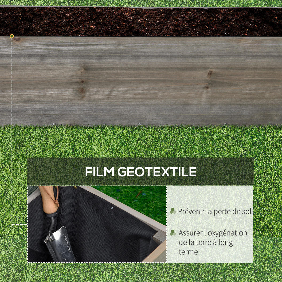 HOCHBEET auf Rollen DE-12254 mit Bewässerung u. Drainage Grau - Grau, Holz (96/30/30.6cm) - ComfortXL