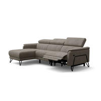 ECKSOFA RODEN 4-Sitzer mit Relax, beige, Veloursstoff - Beige, Holz/Textil (268/92cm) - Wozimo